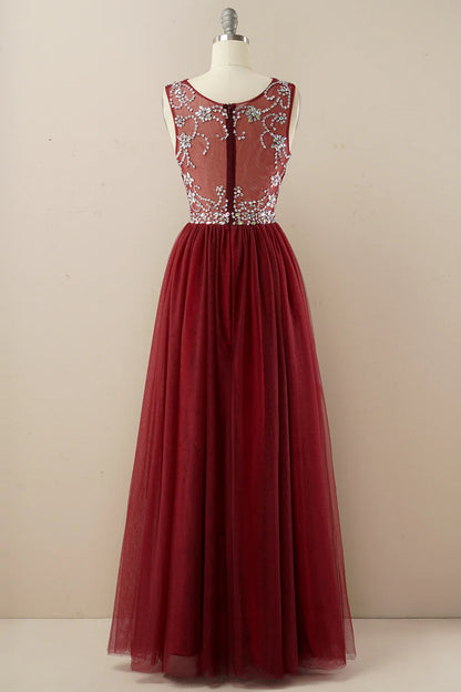 Vestido de fiesta de tul con cuentas 