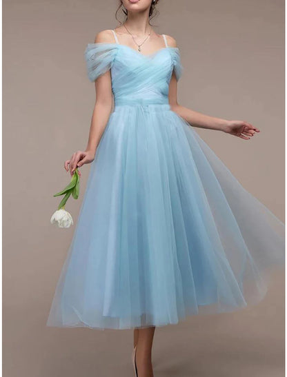 Vestido de fiesta para mujer, vestido de bienvenida, vestido de despedida de soltera, vestido midi, rosa, vino, azul claro, manga corta, color puro, fruncido, verano, primavera, tirantes finos, fiesta, cumpleaños, vacaciones, vestido de verano ajustado