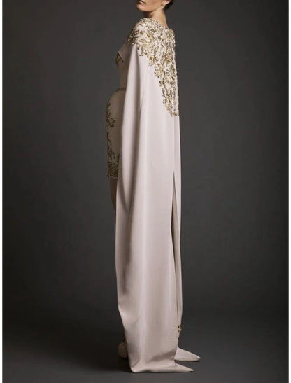 Two Piece Cocktail Dresses Elegant Dress Wedding Guest Party Wear Short / Mini Sleeveless Jewel Neck Capes Stretch Fabric with Appliques Shawl