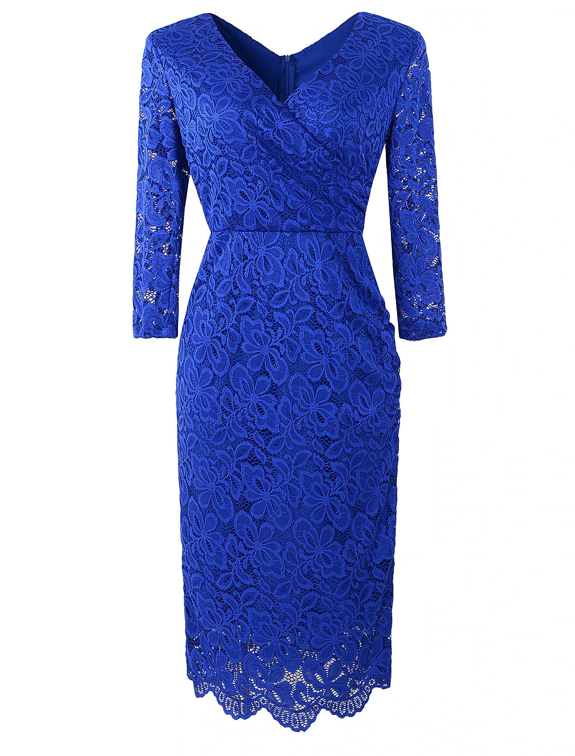 Sheath / Column Cocktail Dresses Vintage Dress Party Wear Knee Length 3/4 Length Sleeve V Neck Fall Wedding Guest Lace with Lace Insert
