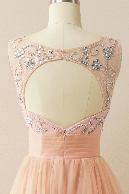 Vestido de fiesta de tul burdeos 