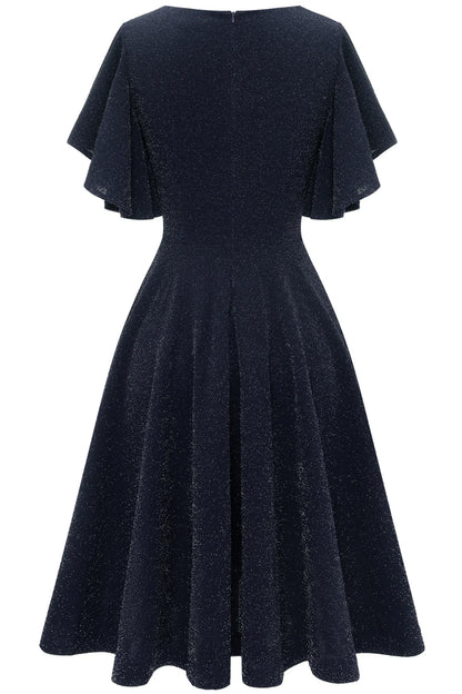 Vestido de fiesta informal negro con purpurina 