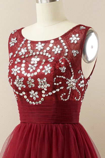 Vestido de fiesta de tul burdeos 