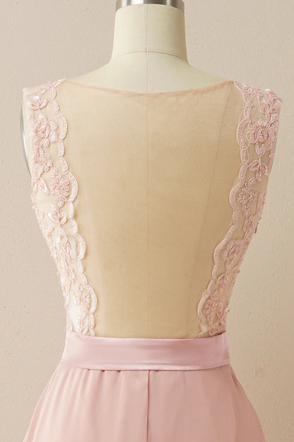 Vestido de noche con parte superior de encaje de línea A, vestido de fiesta de gasa con cuello en V, vestido de fiesta de graduación sexy, vestido formal 