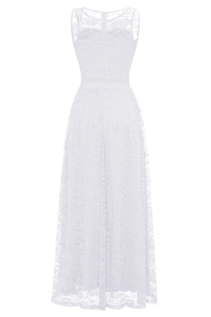 Vestido formal largo de encaje blanco 