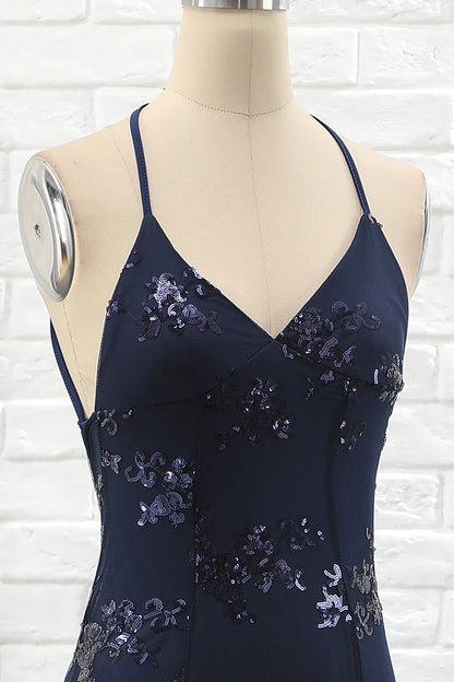 Vestido de fiesta de sirena con tirantes finos 