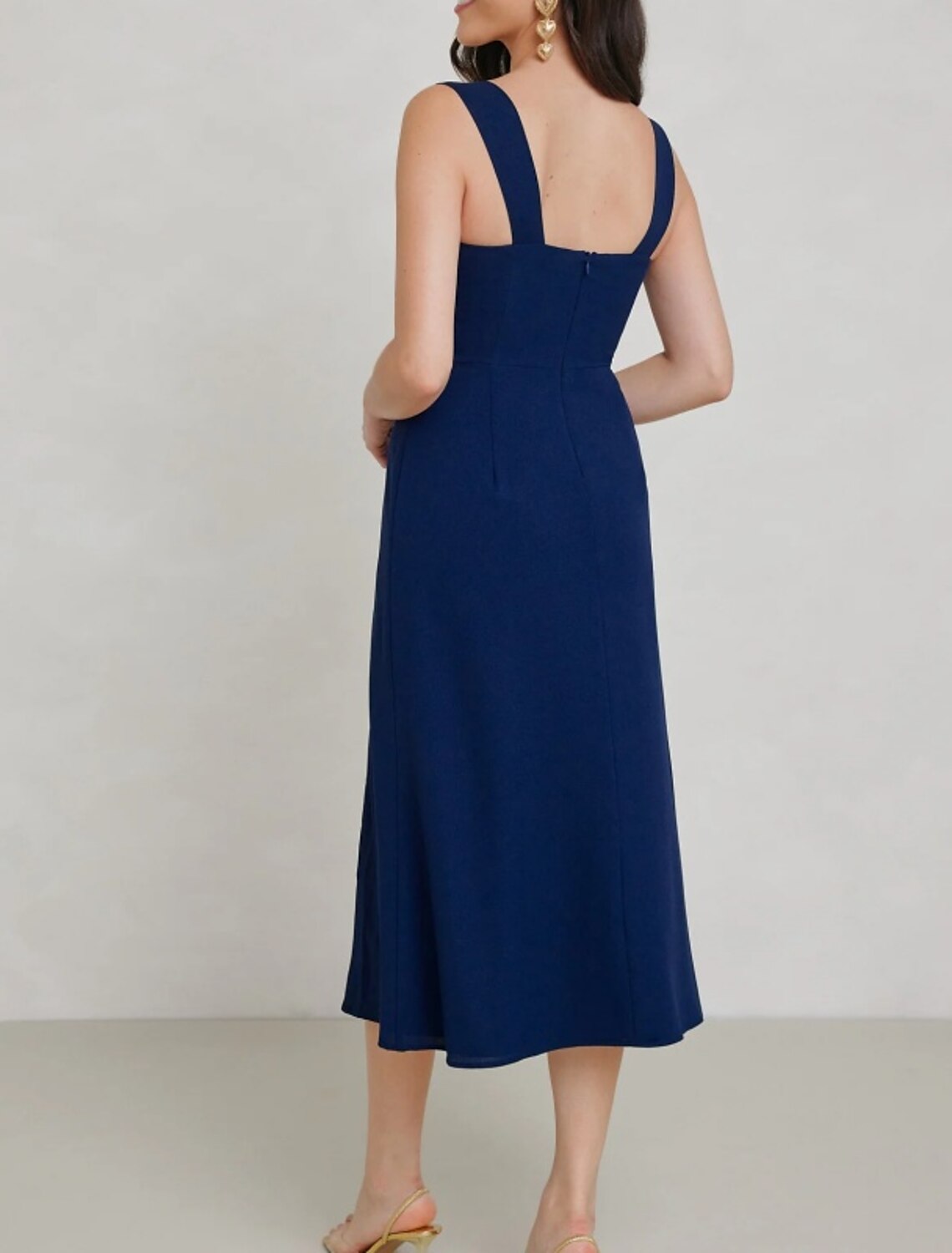 Vestido de dama de honor con corte tubo/columna, escote cuadrado/en V, sin mangas, elegante, largo hasta el suelo/media rodilla, de gasa con abertura frontal