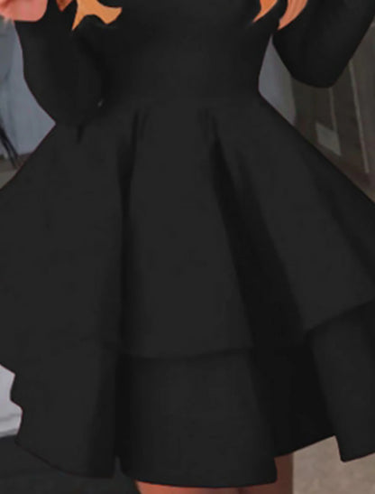 A-line Ruched Homecming Dresses Black Red White Long Sleeve Layered Tiered Short Dress Spring Summer Off Shoulder Hot Cocktail Party
