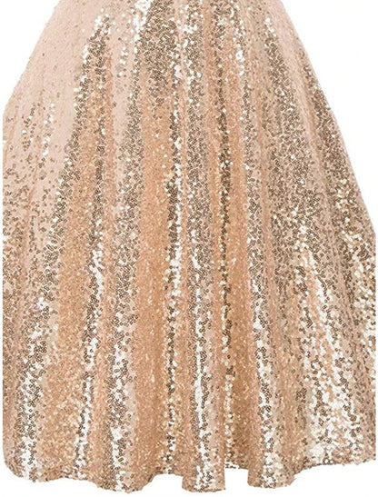 Women's Party Dress Homecoming Dress Cocktail Dress Midi Dress Gold Sleeveless Pure Color Ruched Winter Autumn V Neck Fashion Winter Dress Wedding Guest Birthday