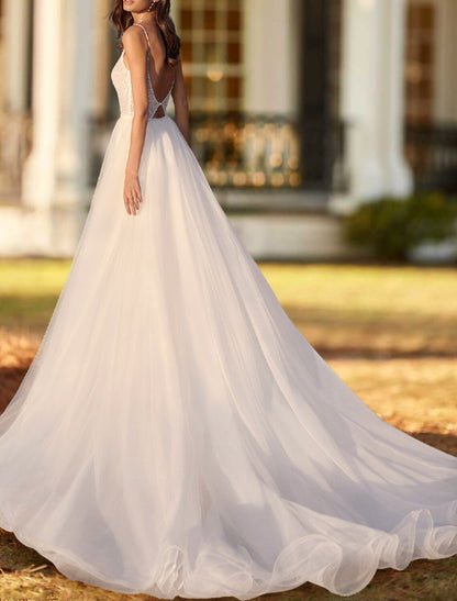 Casual Wedding Dresses A-Line Separates Separates Court Train Organza OverSkirts Bridal Gowns With Solid Color