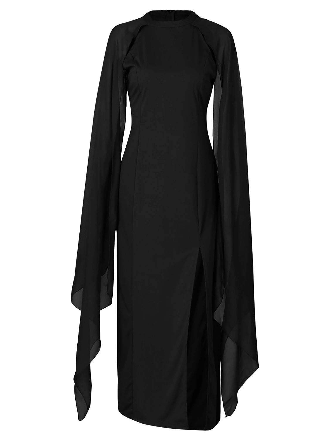 Sheath / Column Party Dresses Elegant Dress Wedding Guest Cocktail Party Floor Length Sleeveless Jewel Neck Fall Wedding Guest Chiffon with Slit