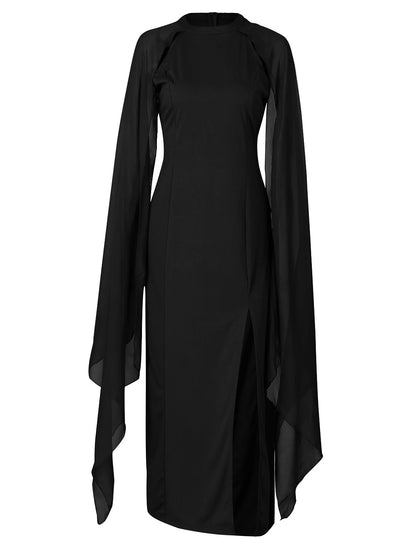 Sheath / Column Party Dresses Elegant Dress Wedding Guest Cocktail Party Floor Length Sleeveless Jewel Neck Fall Wedding Guest Chiffon with Slit