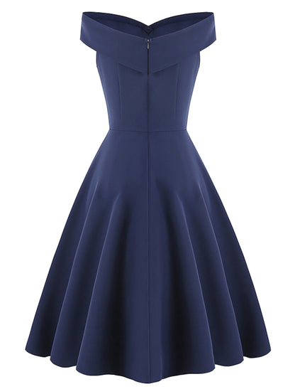 1950s Cocktail Dress Vintage Dress Dress A-Line Dress Tea Dress Flare Dress Audrey Hepburn Women's Off Shoulder Cosplay Costume A-Line Valentine's Day Homecoming Wedding Party Dress