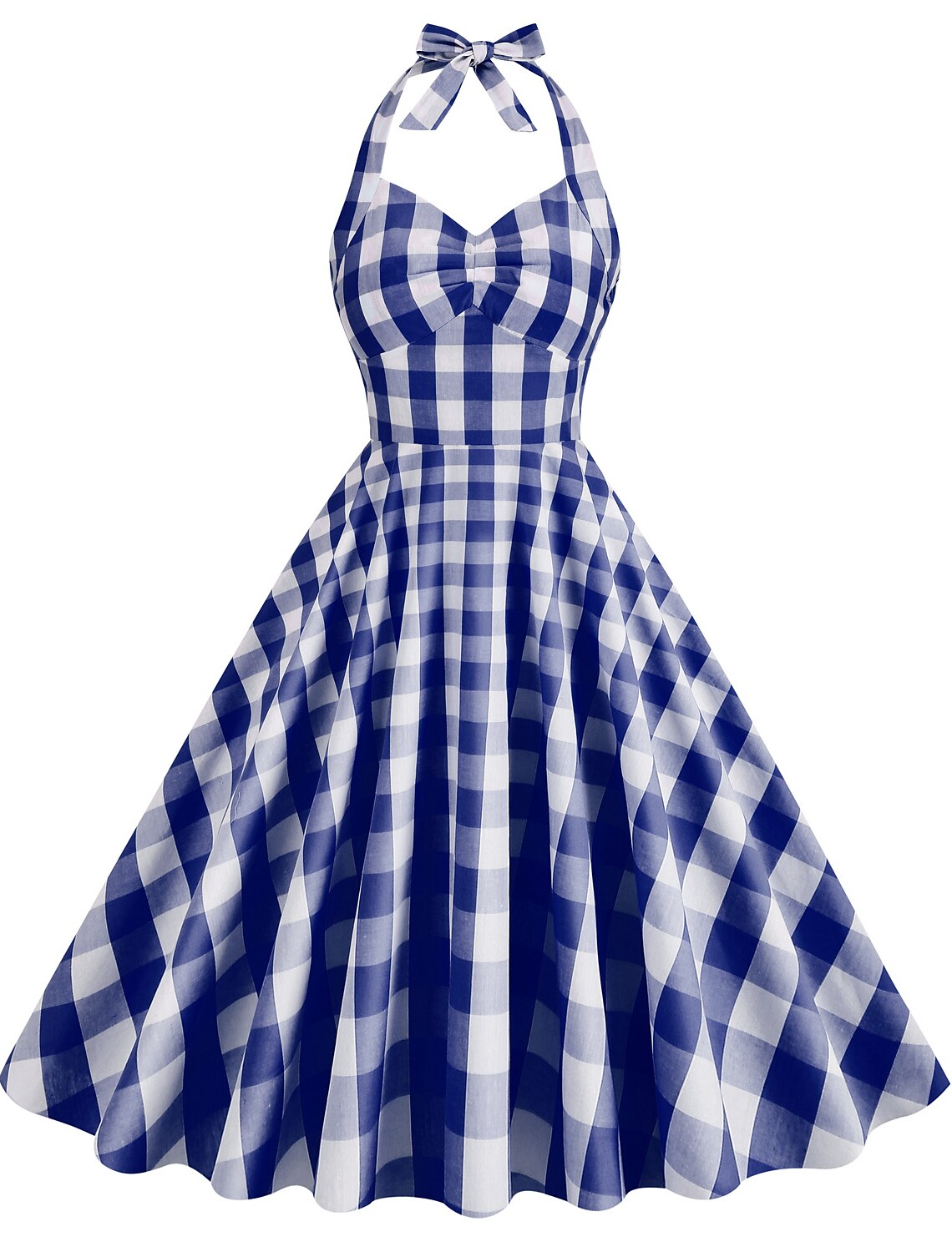 A-Line Party Dresses 1950s Dress Wedding Guest Holiday Knee Length Sleeveless Halter Neck pink hobbies Dresses Cotton with Bow(s) Pleats