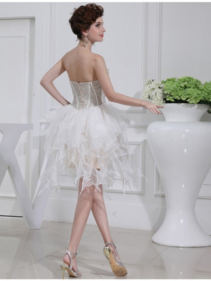 A-Line/Princess Beading Sweetheart Sleeveless Short Organza Cocktail Dresses