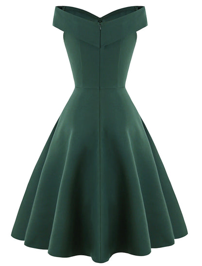 1950s Cocktail Dress Vintage Dress Dress A-Line Dress Tea Dress Flare Dress Audrey Hepburn Women's Off Shoulder Cosplay Costume A-Line Valentine's Day Homecoming Wedding Party Dress