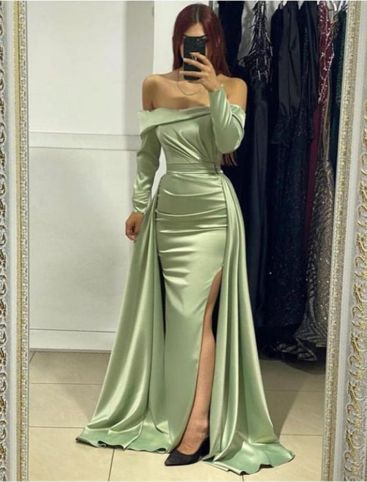Vestidos de novia de sirena/trompeta para invitadas de boda, elegantes, formales, con cola larga/corta, sin mangas, cuello con solapa con muesca, estilo miércoles Addams, de algodón, sin espalda y con abertura en la sobrefalda, chal