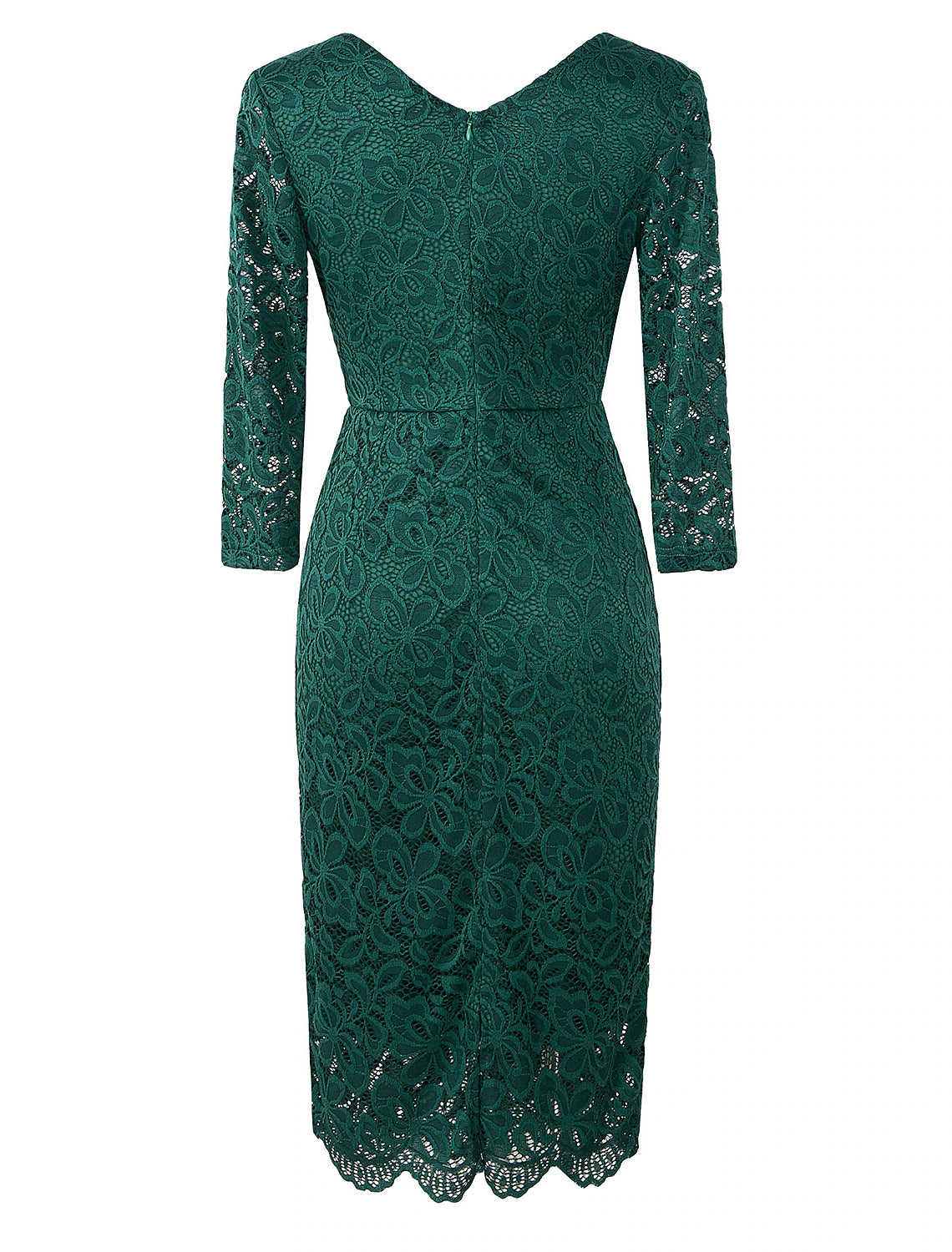 Sheath / Column Cocktail Dresses Vintage Dress Party Wear Knee Length 3/4 Length Sleeve V Neck Fall Wedding Guest Lace with Lace Insert