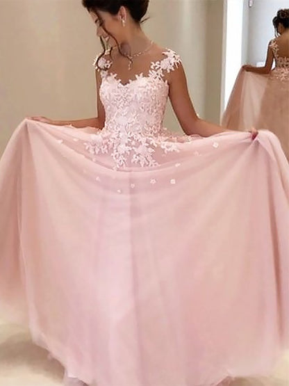 Vestidos de tul con apliques, sin mangas, corte princesa/escote en forma de corazón, hasta el suelo