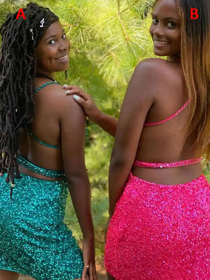Sheath/Column V-neck Sleeveless Short/Mini Dresses