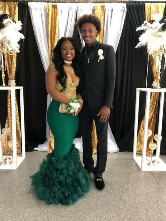 Vestidos tubo/columna de crepé elástico con apliques, escote redondo, sin mangas y hasta el suelo