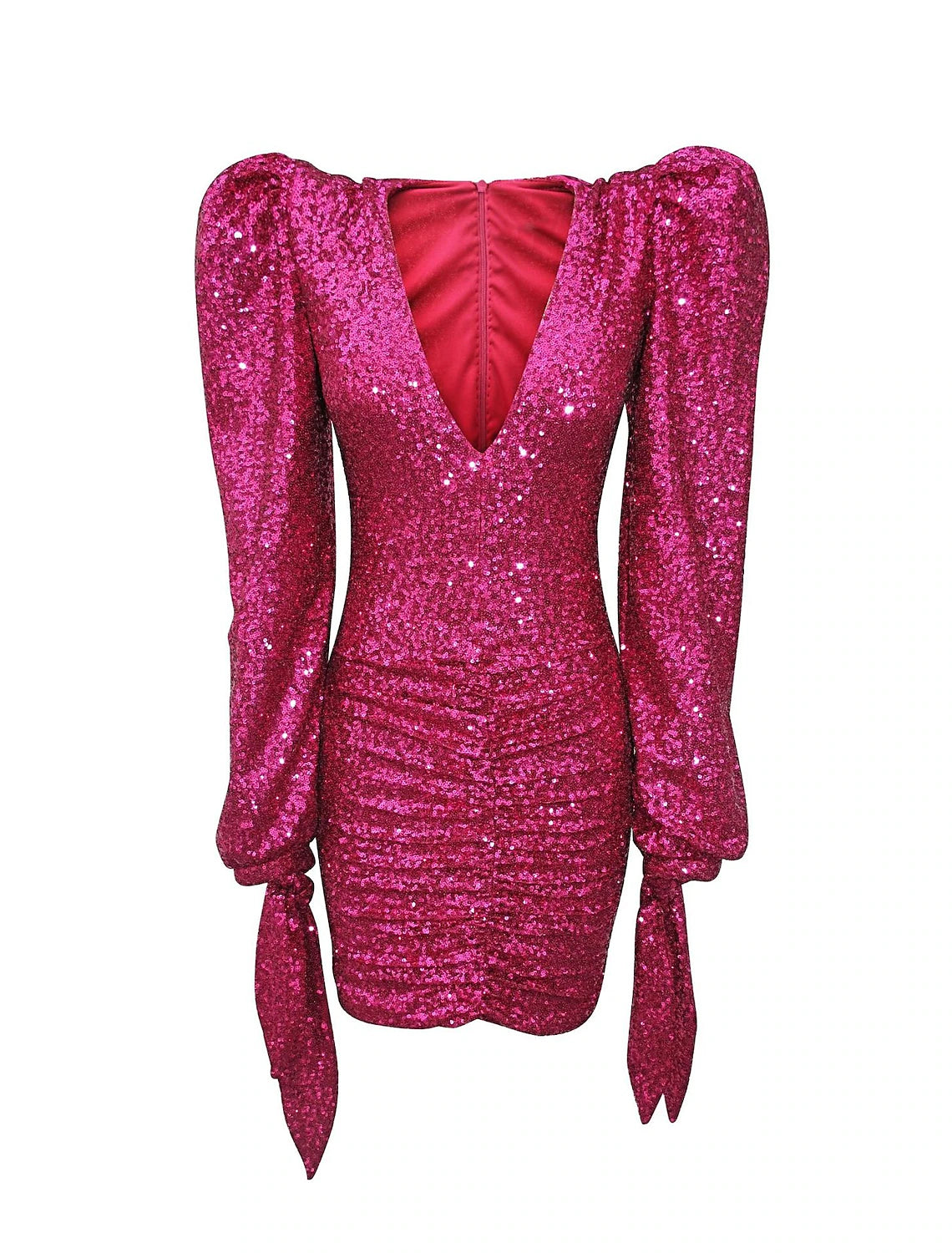 Sheath / Column Party Dresses Sparkle & Shine Dress Wedding Guest Homecoming Short / Mini Long Sleeve V Neck Polyester with Glitter Sequin