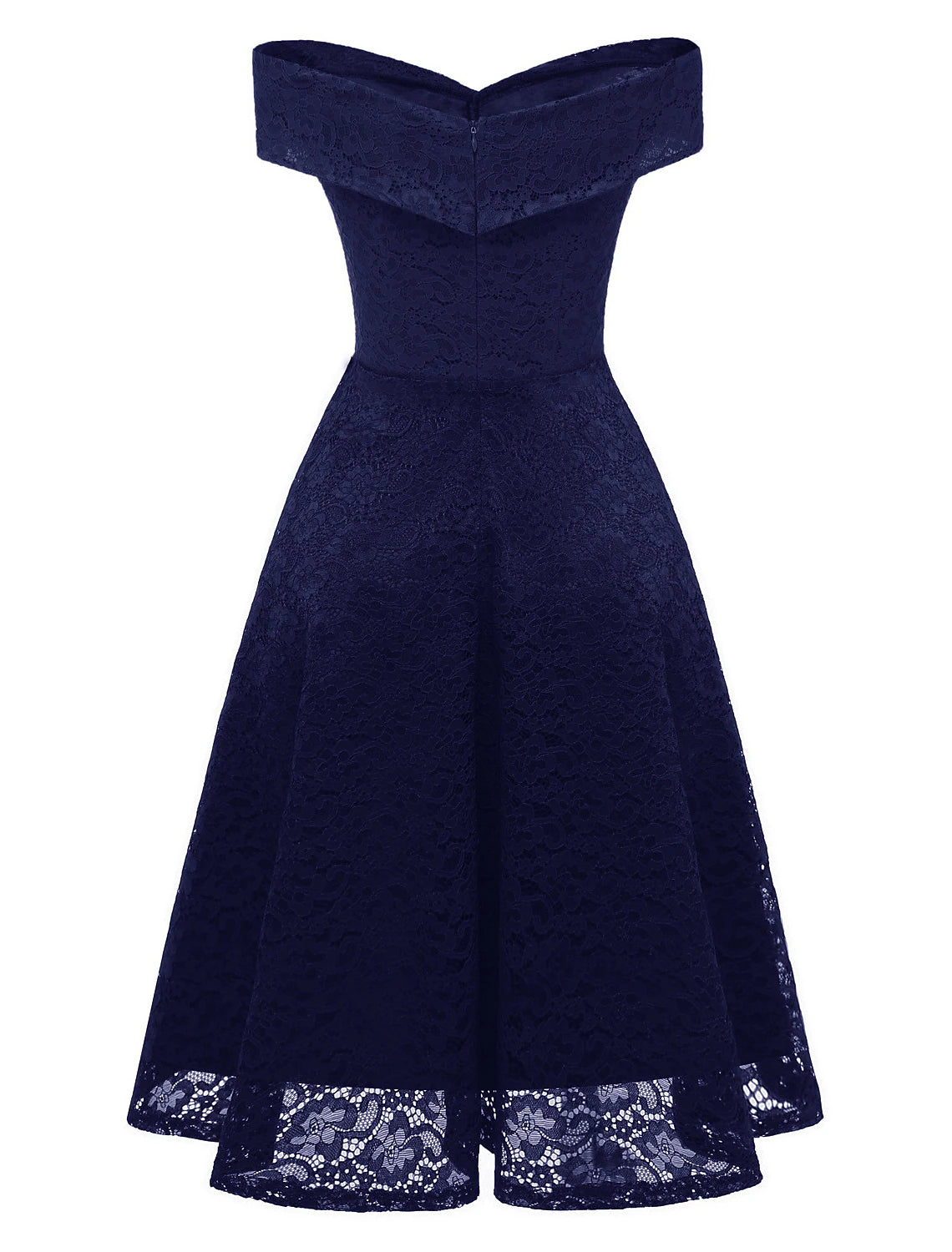 A-Line WE Party Dress Holiday Knee Length Short Sleeve Off Shoulder Lace with Pleats Lace Insert