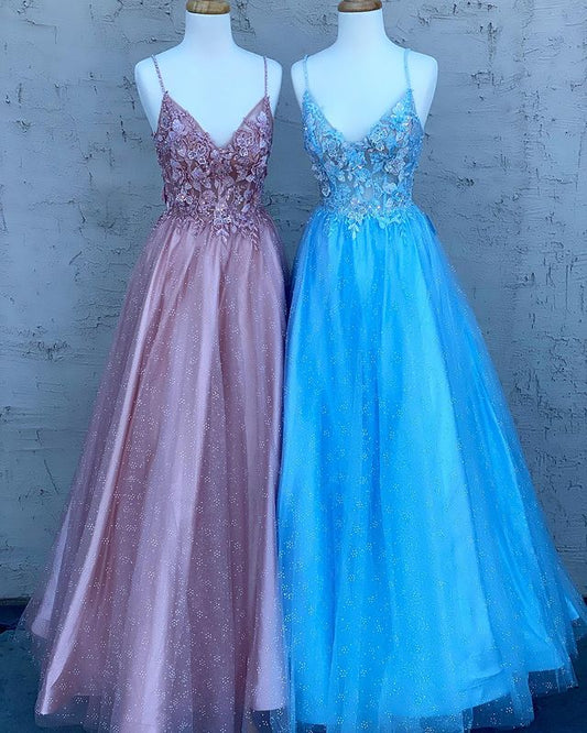 Vestidos de fiesta con tirantes finos y apliques de encaje, vestido de noche sin espalda 