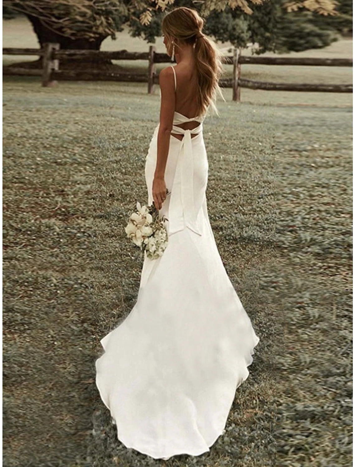 Beach Sexy Casual Wedding Dresses Sheath / Column Square Camisole Spag – Amzcw Dress