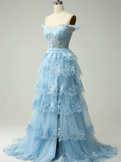 A-Line/Princess Sweetheart Off The Shoulder Sleeveless Floor-Length Evening Dress With Sequins