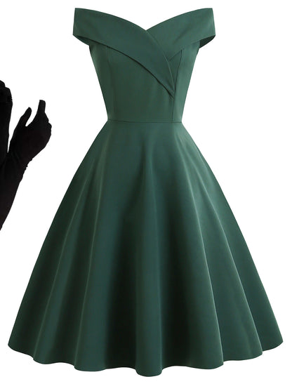 Audrey Hepburn 1950s Cocktail Dress Vintage Dress Dress A-Line Dress Tea Dress Flare Dress Women's Off Shoulder Costume Vintage Cosplay Homecoming Wedding Party Sleeveless Knee Length A-Line Dress