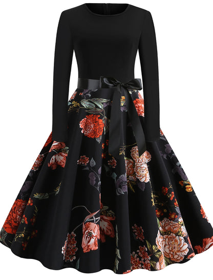 Vestidos Retro Vintage 1950s Vestido de fiesta Vestido de cóctel Vestido de línea A Vestido de té Vestido acampanado Rockabilly Audrey Hepburn Disfraz de cosplay para mujer Fiesta de bienvenida Vestido de uso diario Verano