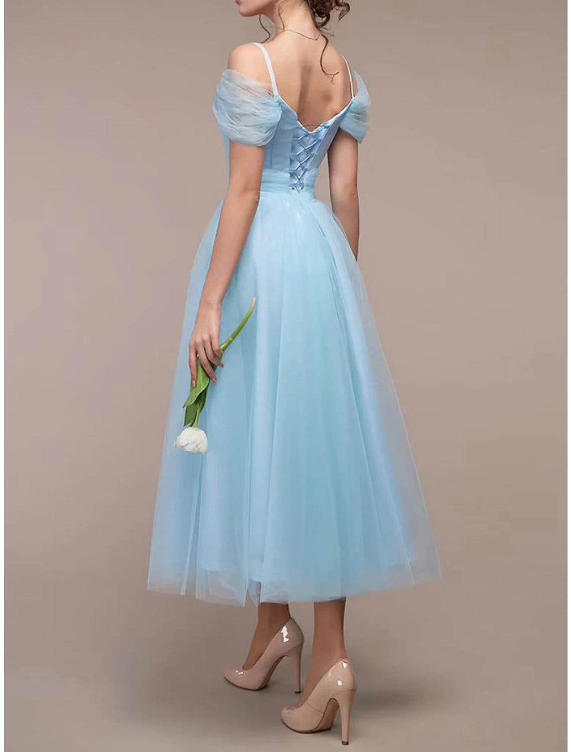 Vestido de fiesta para mujer, vestido de bienvenida, vestido de despedida de soltera, vestido midi, rosa, vino, azul claro, manga corta, color puro, fruncido, verano, primavera, tirantes finos, fiesta, cumpleaños, vacaciones, vestido de verano ajustado