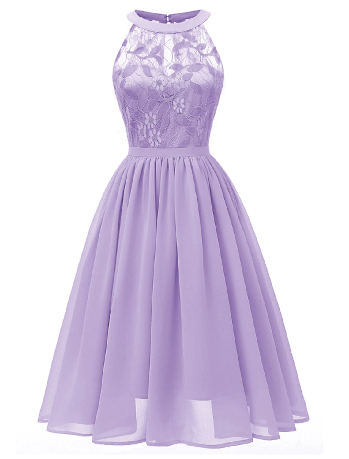 A-Line Cocktail Dresses Minimalist Dress Party Wear Short / Mini Sleeveless Halter Lace with Pleats