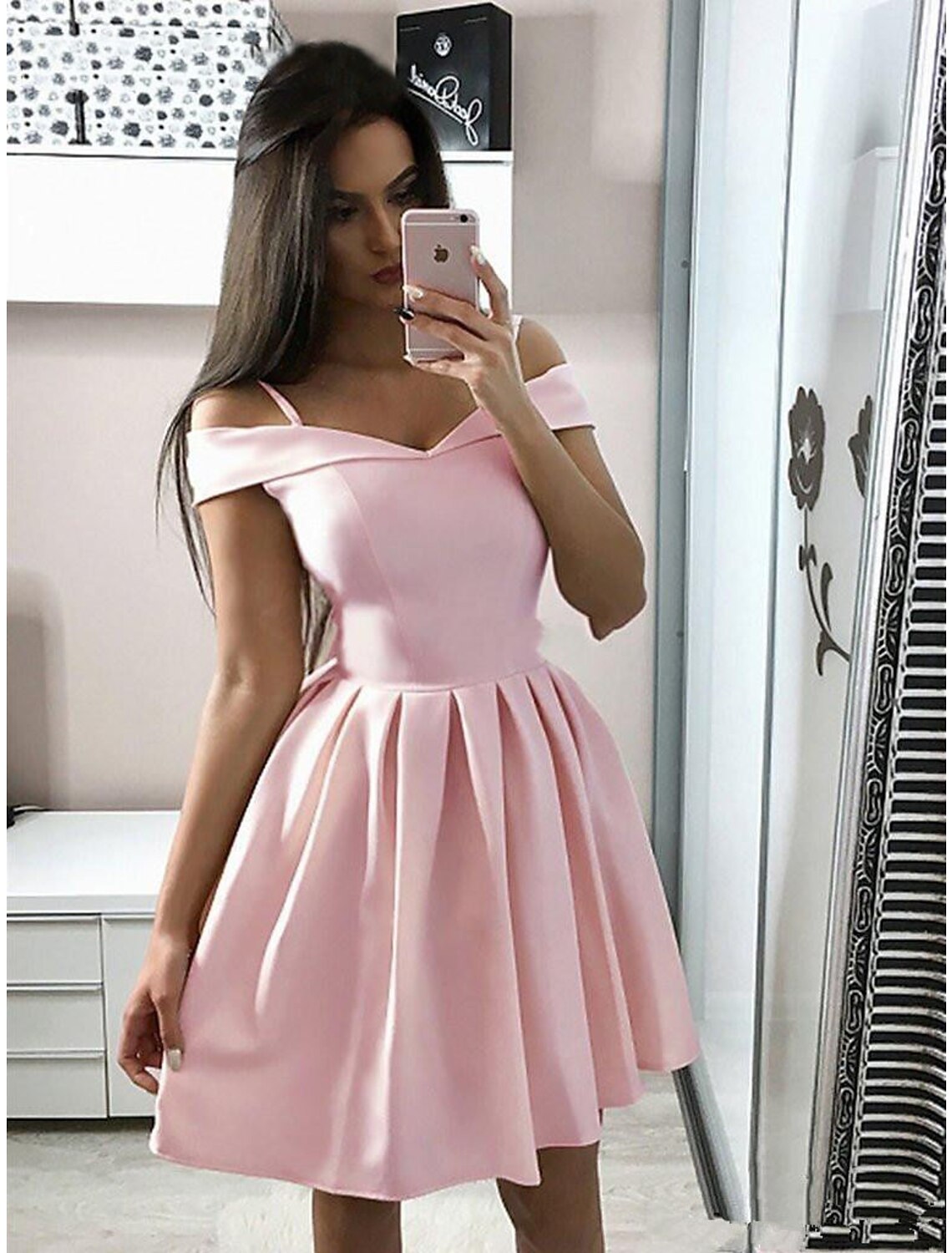 minimalist homecoming dress Minimalist Silver Spaghetti Straps Sequins Short Homecoming Dress