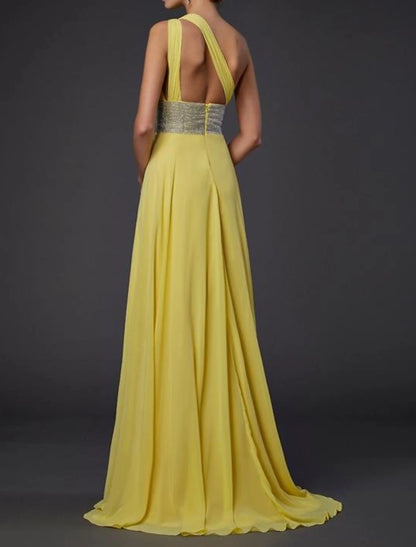 Vestidos de novia de corte A, brillantes, para invitados de boda, formales, con cola larga y sin mangas, un hombro descubierto, estilo Familia Addams, de gasa, sin espalda, con cristales de imitación y abalorios.