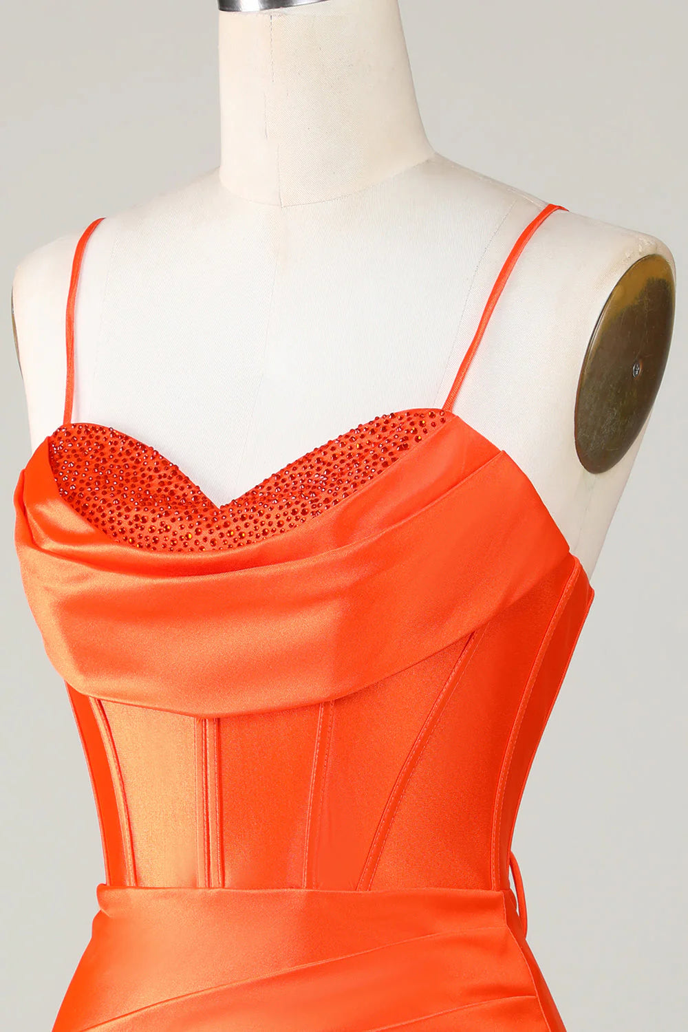 Amzcw Sparkly Orange Beaded Corset Tight Short Homecoming Dress