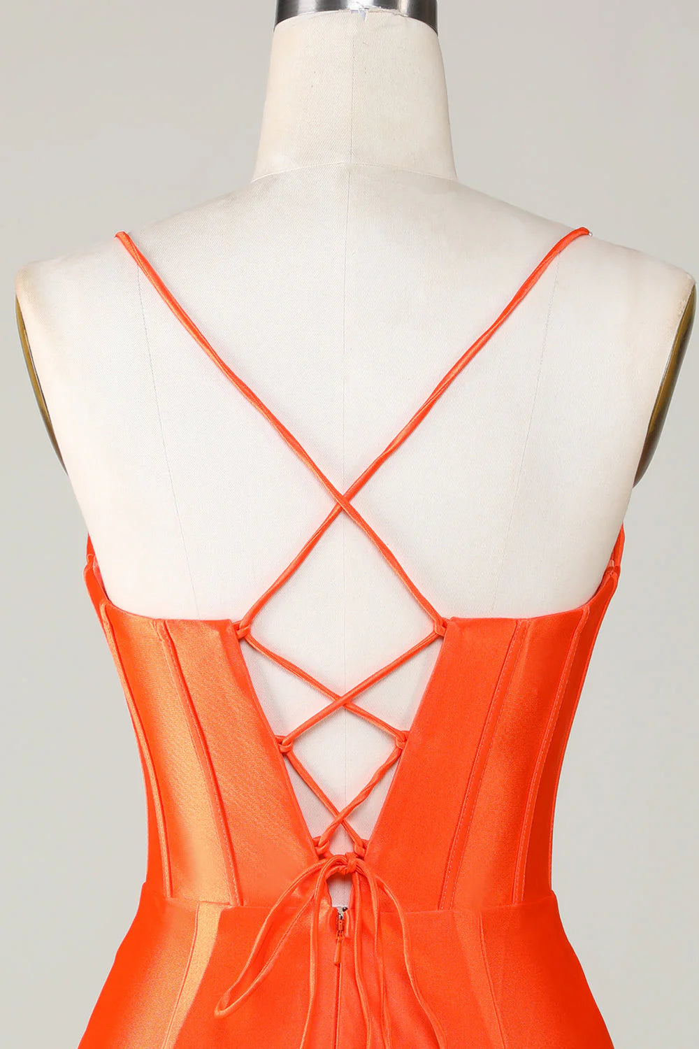 Amzcw Sparkly Orange Beaded Corset Tight Short Homecoming Dress