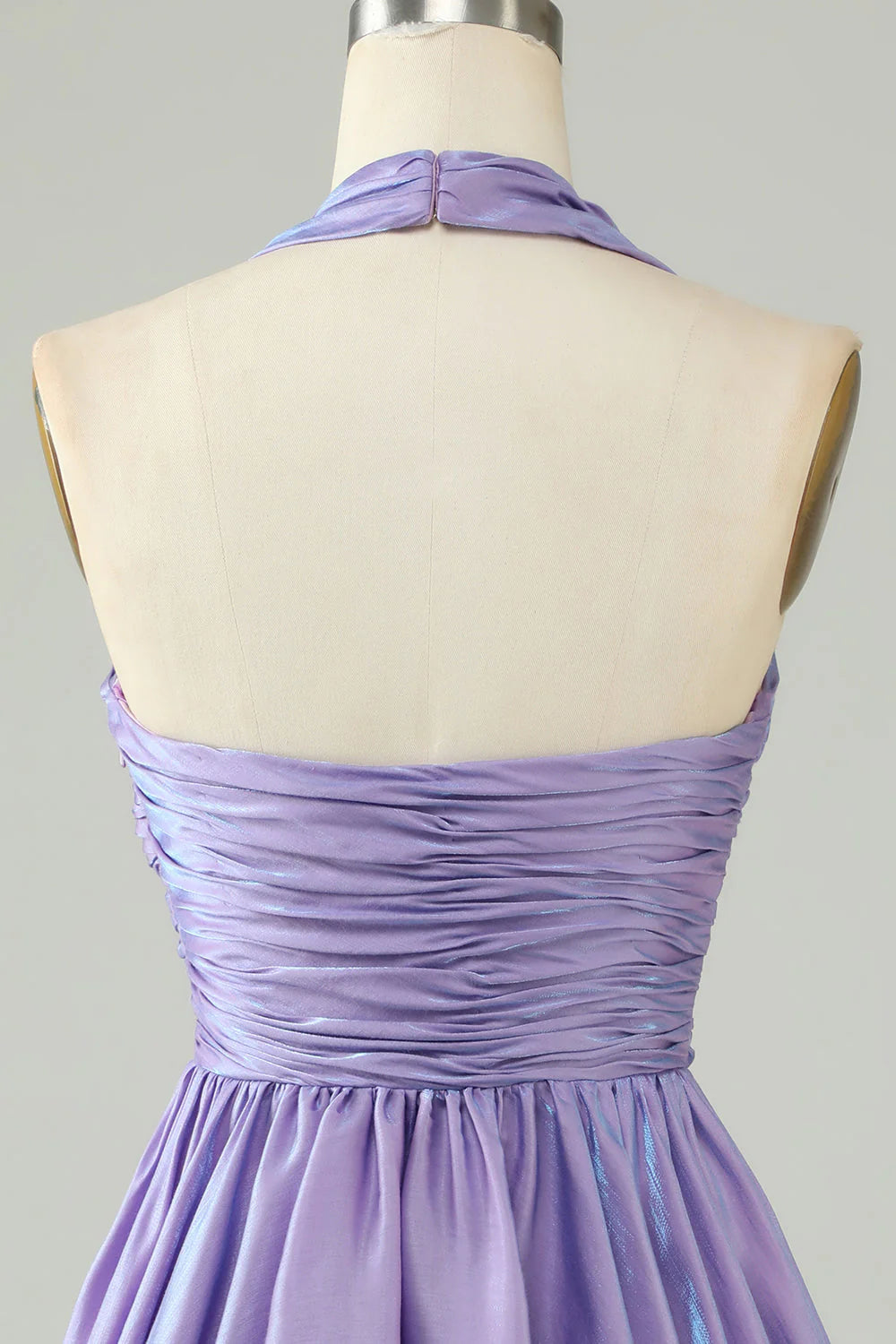 Amzcw A Line Purple Halter Open Back Sleeveless Short Homecoming Dress