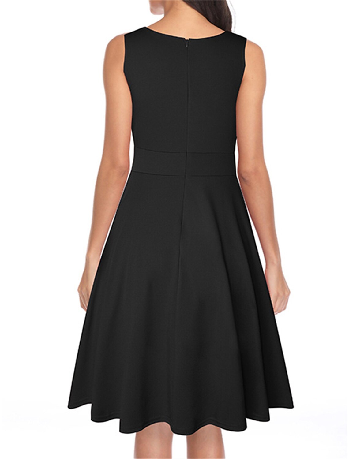 Vestido vintage para mujer, vestido de fiesta, vestido de regreso a casa, vestido midi, negro, vino tinto, sin mangas, leopardo, fruncido, primavera, otoño e invierno, cuello en V, vintage, para Navidad, boda, invitada, cumpleaños.