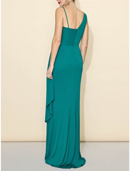 Vestido de dama de honor de corte A, escote en V, sin mangas, elegante, largo hasta el suelo, de gasa con abertura frontal y fruncido