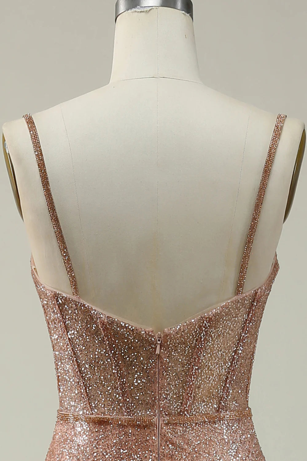 Vestido de fiesta largo Amzcw con tirantes finos de sirena y lentejuelas ruborizadas 