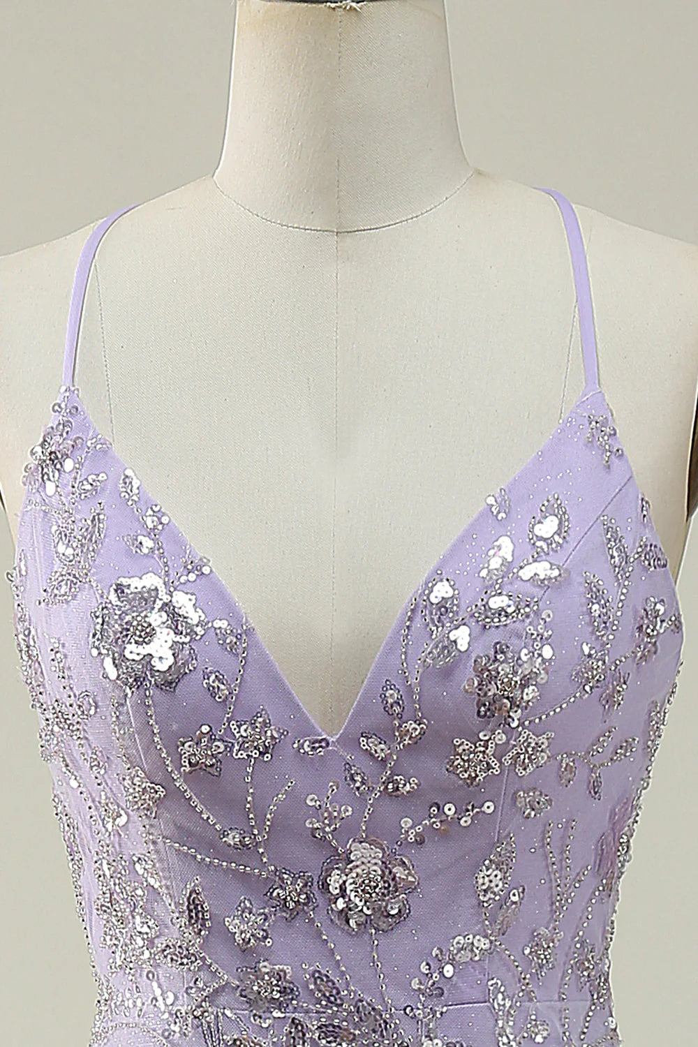 Amzcw Purple Mermaid Spaghetti Straps Long Prom Dress with Beading