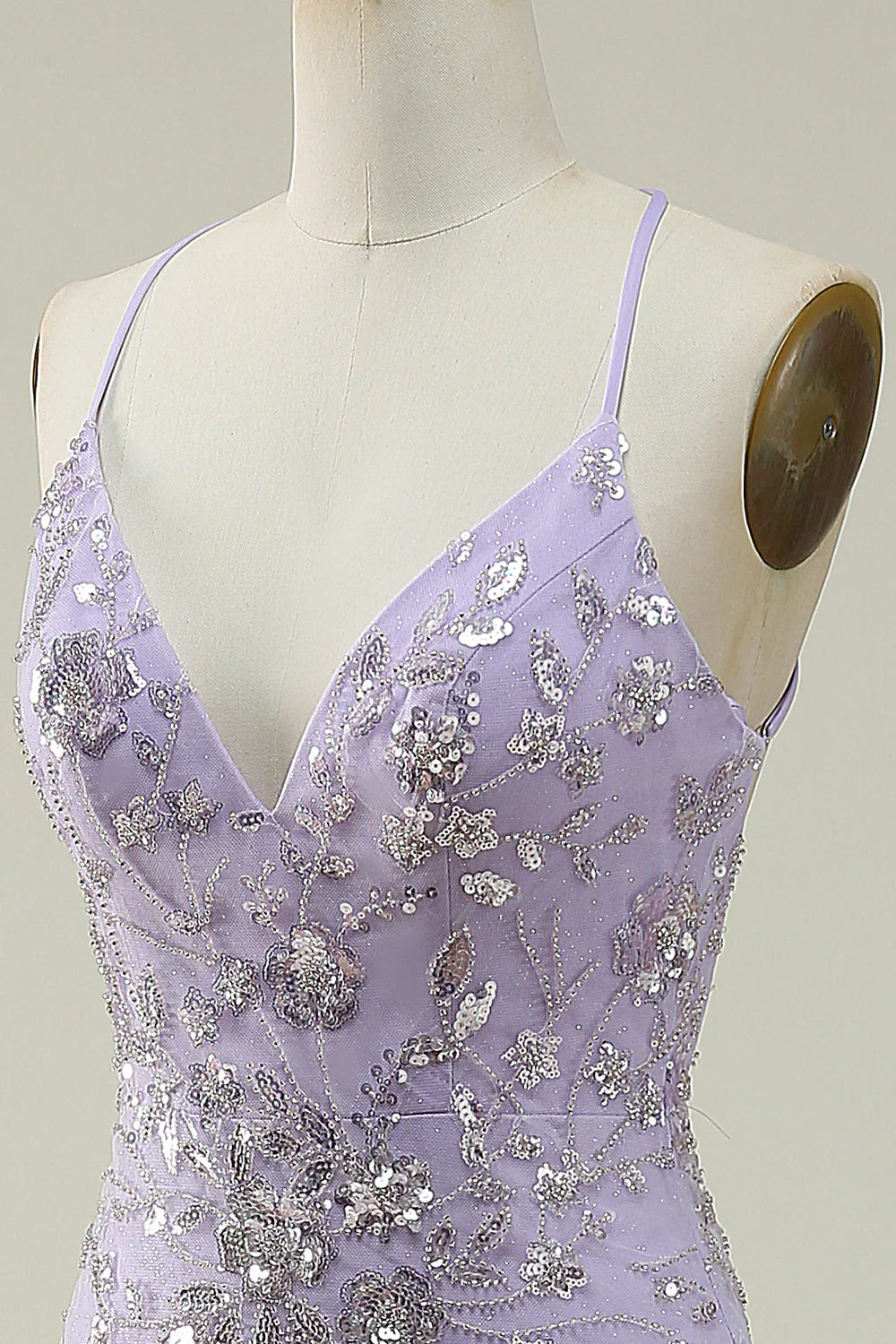 Amzcw Purple Mermaid Spaghetti Straps Long Prom Dress with Beading