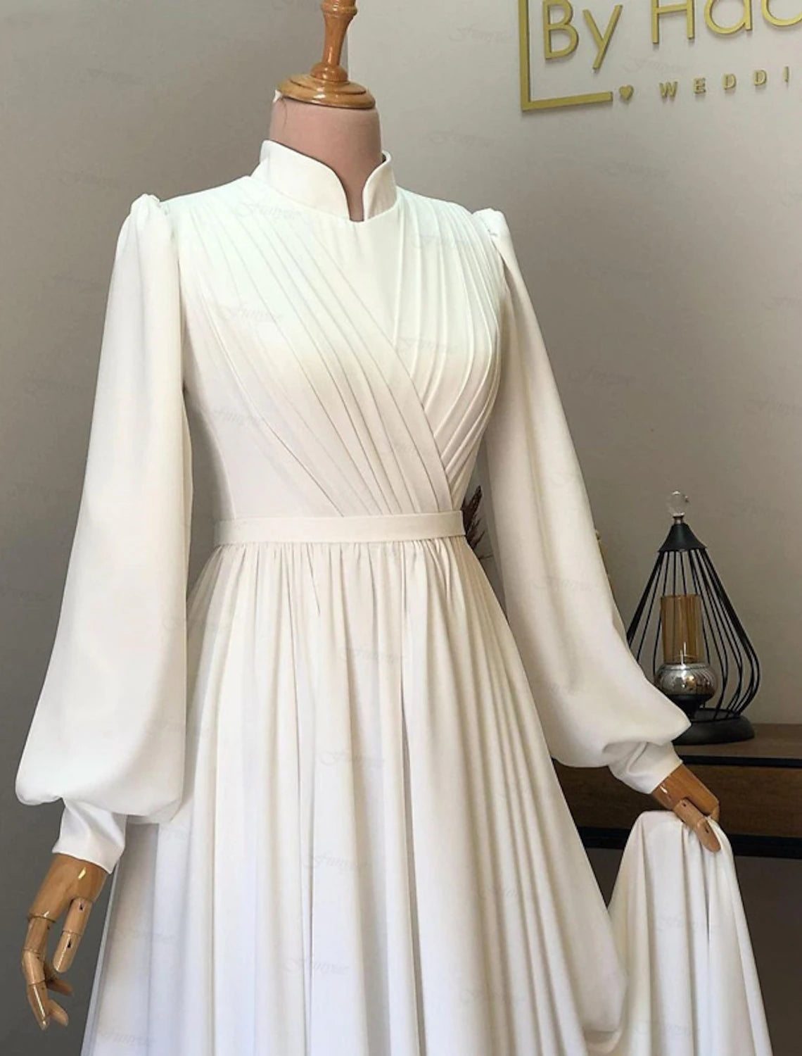 chinese dress ladies Vintage Tea Length Wedding Dresses Sheer Long Sleeves