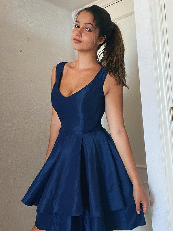 Back view of the A-Line Princess short dress, highlighting the straps.