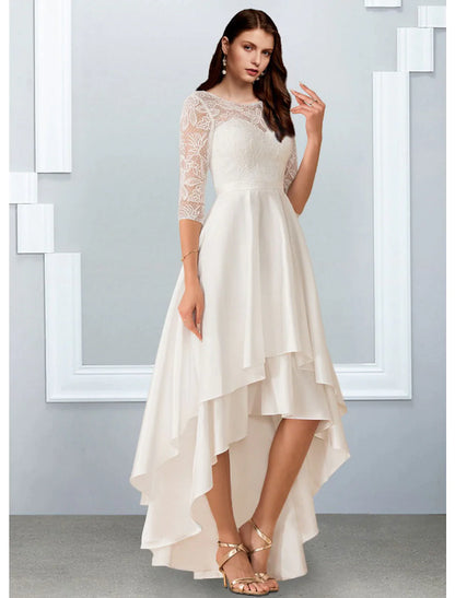 Close-up of the illusion neckline and delicate half sleeve detail on the chiffon dress.