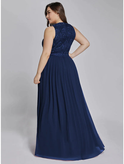 Detail of the lace and pleats on the light blue A-line formal gown.
