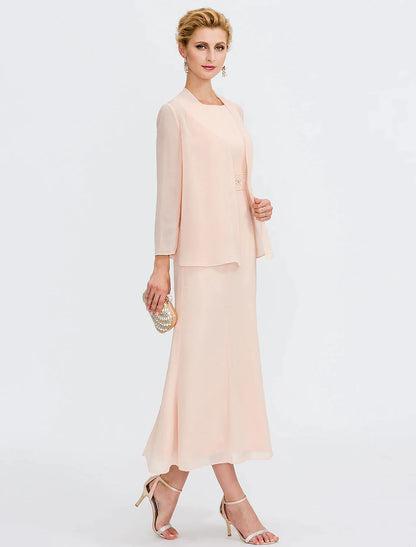 Another angle of the plus size Mother of the Bride dress with pleats.
