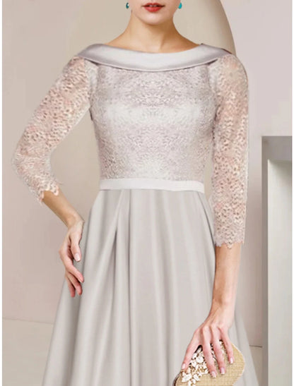 Back view of the tea length Mother of the Bride dress.